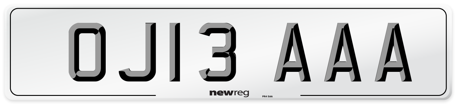 OJ13 AAA Number Plate from New Reg